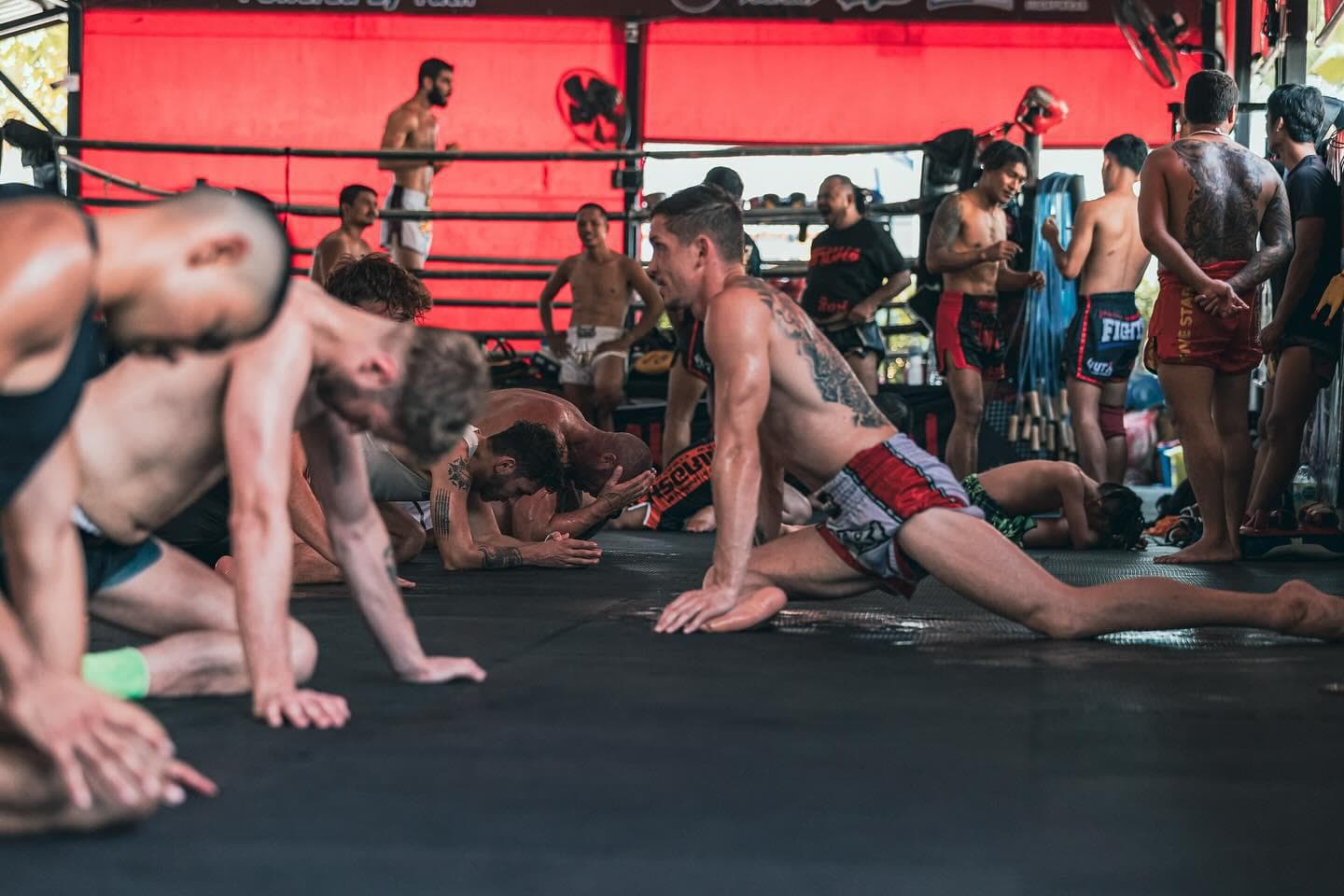 Gruppentraining auf den Matten im Singha Muay Thai Gym Phuket